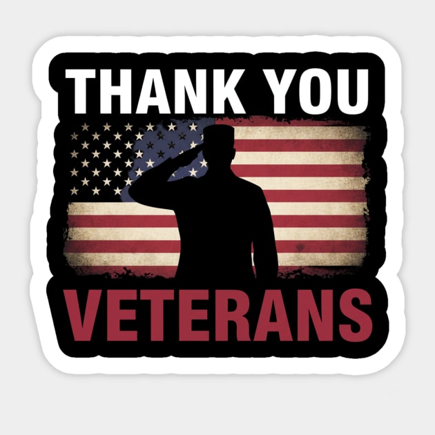 Thank You Veterans – American Flag Tribute Sticker by ArtistTee ⭐⭐⭐⭐⭐